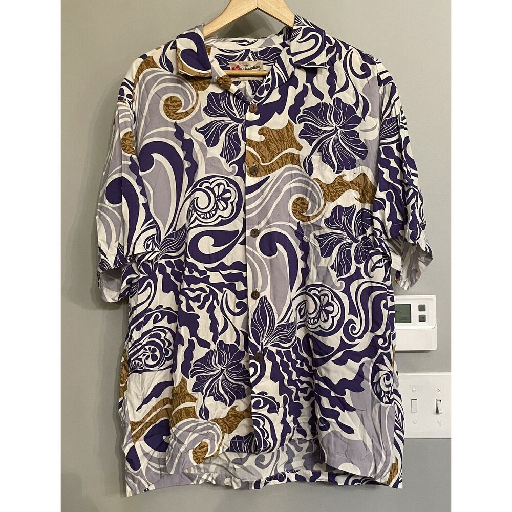 Hilo Hattie Hawaiian Shirt Floral Button Up Short Sleeve Camp Shirt Large EUC